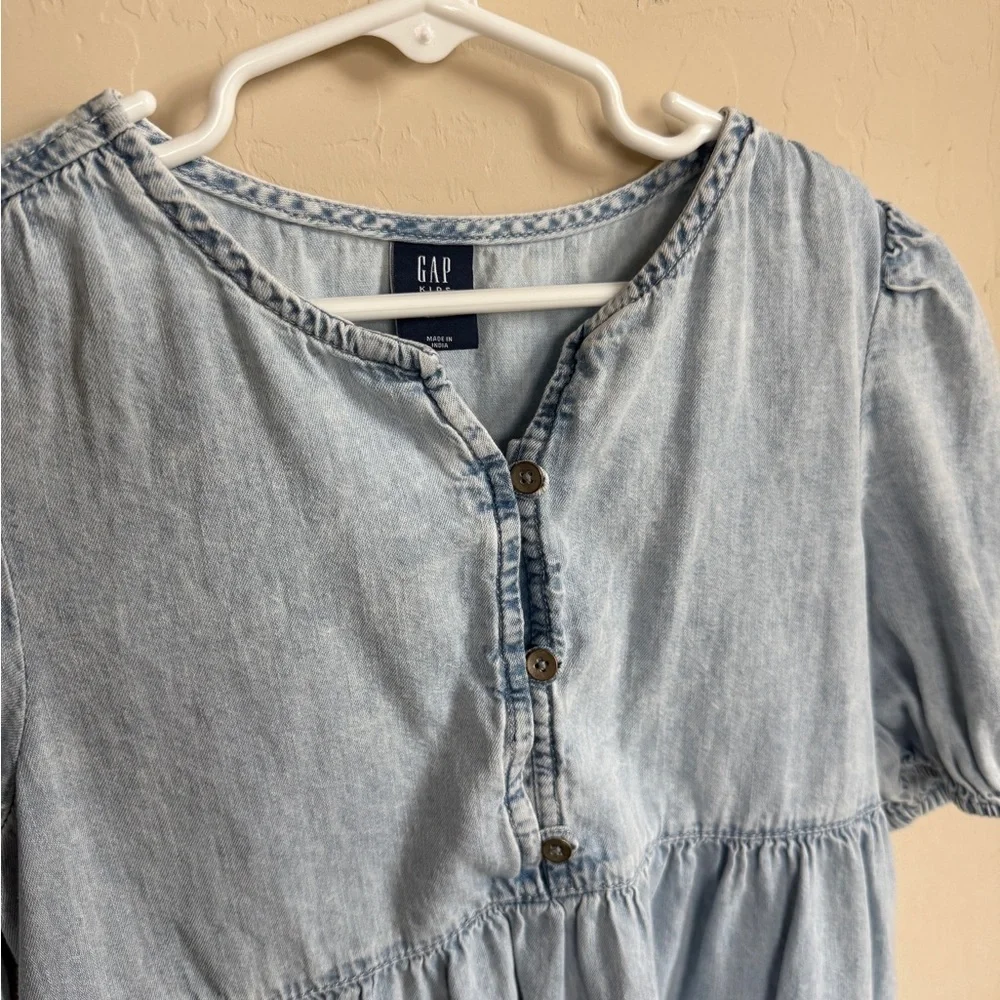 GAP Girls Dress Light Blue Casual Tiered Kids Denim Chambray Western Medium